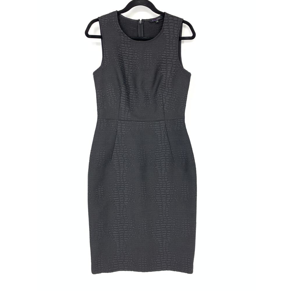 Tara Jarmon Dress Women's Size 38 US S Snake Embossed Sheath Solid Black